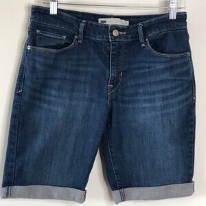 Levi's Jean Shorts 8 Blue Jeans Cuffed 9" Inseam Dark Blue